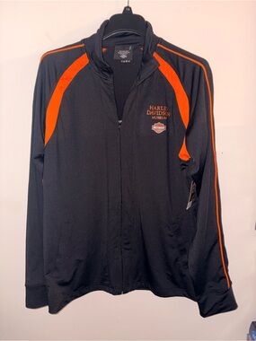 NWT Harley Davidson Museum Full Zip Track Jacket Black Orange XXL